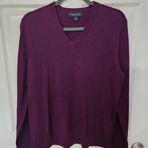 Brooks Brothers Men’s Burgundy V-Neck Sweater – New Unused – Size S